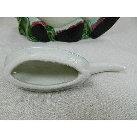 Vintage Tropical Fish Teapot Green/White Thin Made in Taiwan Seaweed Handle 7"H - Picture 8 of 15